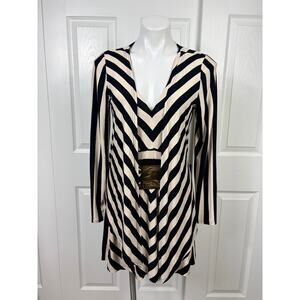 Liz Lange Black and Beige Chevron Stripes Dress with Cardigan Size M V- Neck